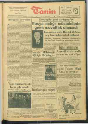 Tanin Gazetesi April 16, 1946 kapağı