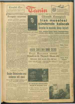Tanin Gazetesi 19 Nisan 1946 kapağı