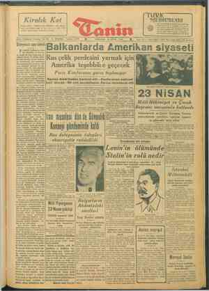 Tanin Gazetesi 24 Nisan 1946 kapağı