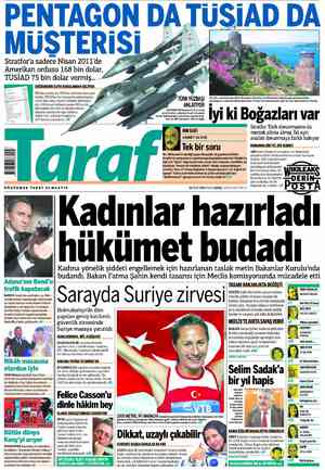 Taraf Gazetesi 11 Mart 2012 kapağı