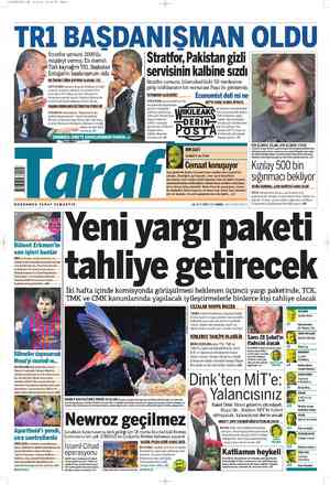 Taraf Gazetesi 16 Mart 2012 kapağı