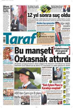 Taraf Gazetesi 20 Nisan 2012 kapağı