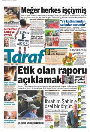 Taraf Gazetesi 2 Mayıs 2012 kapağı
