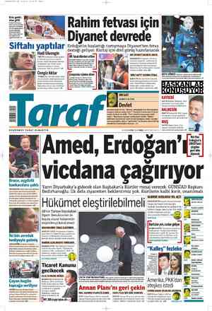 Taraf Gazetesi 1 Haziran 2012 kapağı
