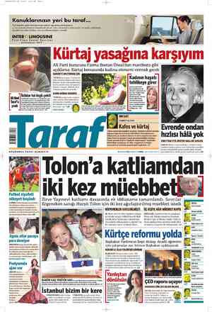 Taraf Gazetesi 9 Haziran 2012 kapağı
