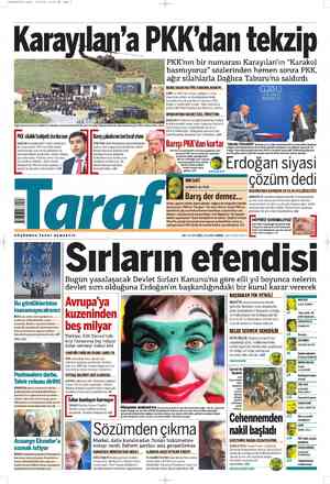 Taraf Gazetesi 20 Haziran 2012 kapağı