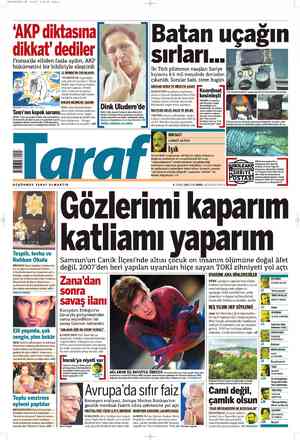 Taraf Gazetesi 6 Temmuz 2012 kapağı