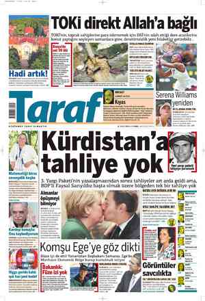 Taraf Gazetesi 8 Temmuz 2012 kapağı