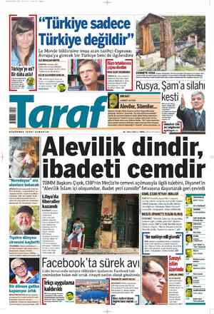 Taraf Gazetesi 10 Temmuz 2012 kapağı