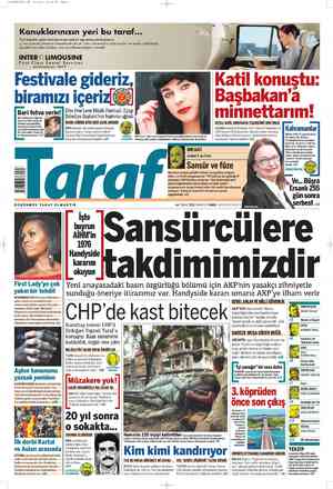 Taraf Gazetesi 14 Temmuz 2012 kapağı
