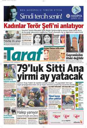 Taraf Gazetesi 23 Temmuz 2012 kapağı