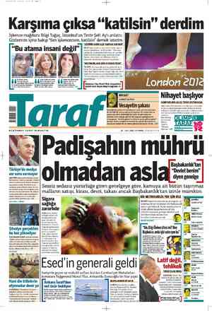 Taraf Gazetesi 27 Temmuz 2012 kapağı