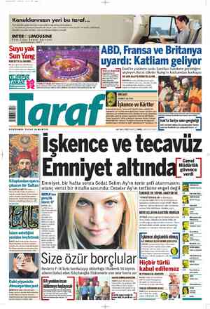 Taraf Gazetesi 28 Temmuz 2012 kapağı