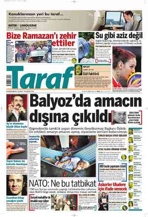 Taraf Gazetesi 4 Ağustos 2012 kapağı