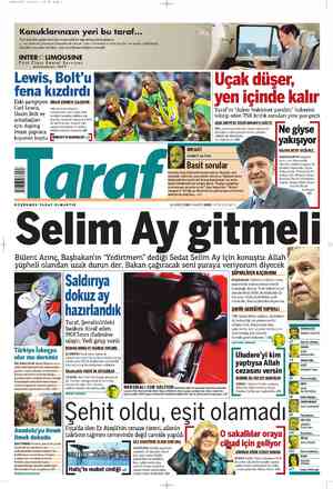 Taraf Gazetesi 11 Ağustos 2012 kapağı
