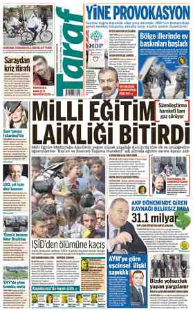 Taraf Gazetesi 19 Nisan 2015 kapağı