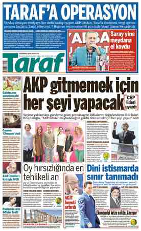 Taraf Gazetesi 25 Mayıs 2015 kapağı