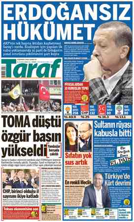 Taraf Gazetesi 9 Haziran 2015 kapağı
