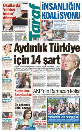 Taraf Gazetesi 17 Haziran 2015 kapağı