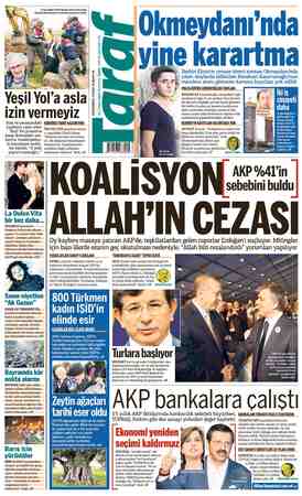 Taraf Gazetesi 13 Temmuz 2015 kapağı