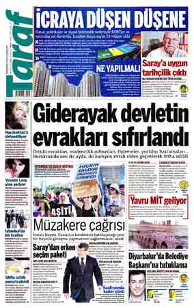 Taraf Gazetesi 10 Ağustos 2015 kapağı