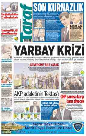 Taraf Gazetesi 27 Ağustos 2015 kapağı