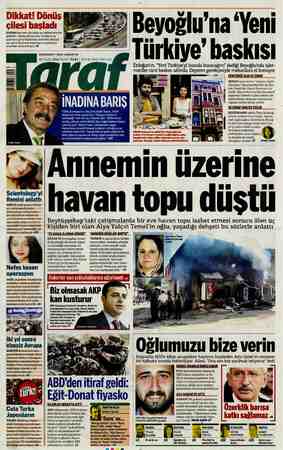 Taraf Gazetesi 27 Eylül 2015 kapağı