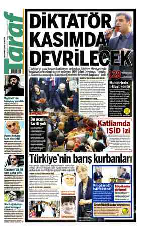 Taraf Gazetesi 12 Ekim 2015 kapağı