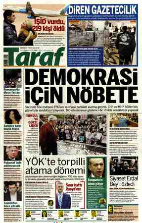 Taraf Gazetesi 1 Kasım 2015 kapağı