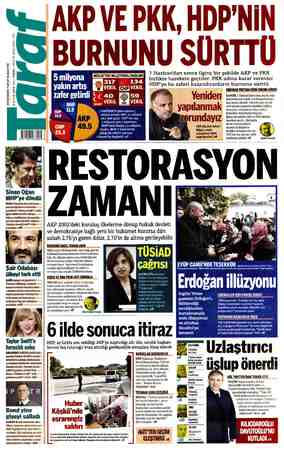 Taraf Gazetesi 3 Kasım 2015 kapağı