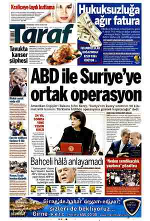 Taraf Gazetesi 18 Kasım 2015 kapağı