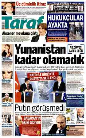 Taraf Gazetesi 1 Aralık 2015 kapağı