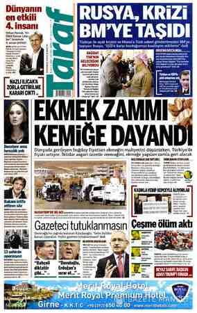 Taraf Gazetesi 9 Aralık 2015 kapağı