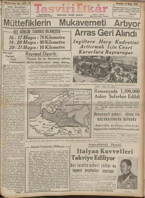 Tasviri Efkar Gazetesi 23 Mayıs 1940 kapağı