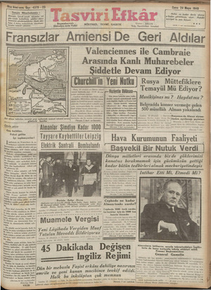 Tasviri Efkar Gazetesi 24 Mayıs 1940 kapağı