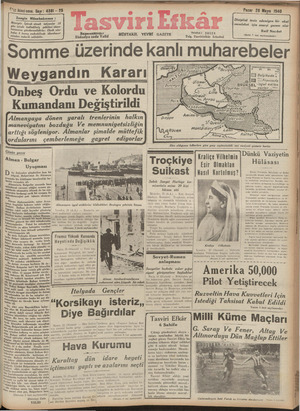 Tasviri Efkar Gazetesi 26 Mayıs 1940 kapağı