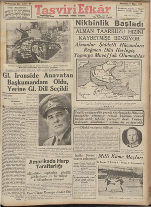 Tasviri Efkar Gazetesi 27 Mayıs 1940 kapağı