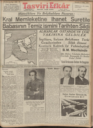 Tasviri Efkar Gazetesi 29 Mayıs 1940 kapağı