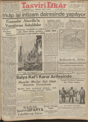 Tasviri Efkar Gazetesi 1 Haziran 1940 kapağı