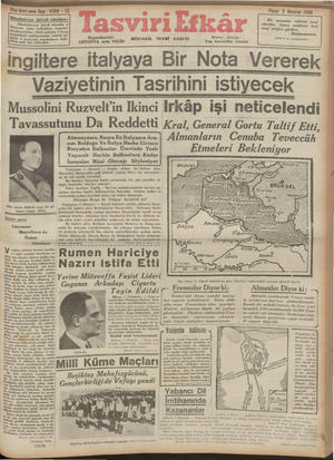 Tasviri Efkar Gazetesi 2 Haziran 1940 kapağı