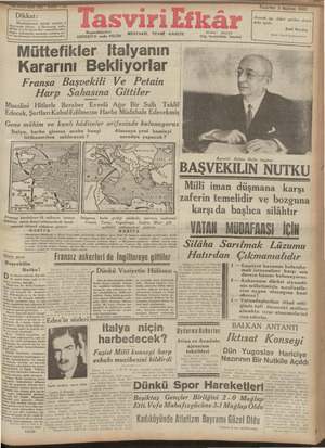 Tasviri Efkar Gazetesi 3 Haziran 1940 kapağı