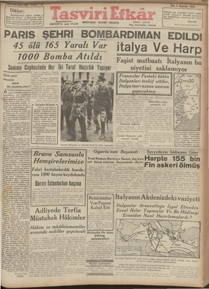 Tasviri Efkar Gazetesi 4 Haziran 1940 kapağı