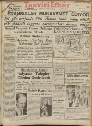 Tasviri Efkar Gazetesi 8 Haziran 1940 kapağı