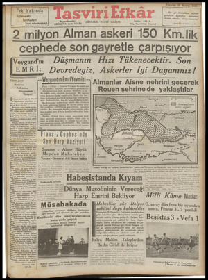 Tasviri Efkar Gazetesi 10 Haziran 1940 kapağı