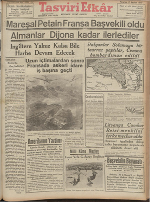 Tasviri Efkar Gazetesi 17 Haziran 1940 kapağı