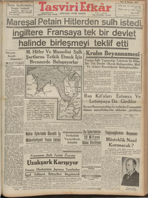 Tasviri Efkar Gazetesi 18 Haziran 1940 kapağı