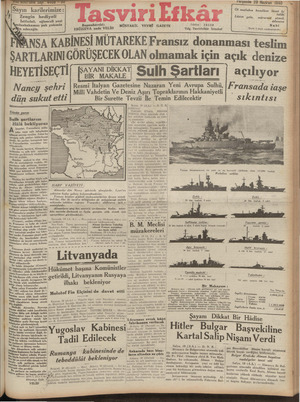 Tasviri Efkar Gazetesi 20 Haziran 1940 kapağı