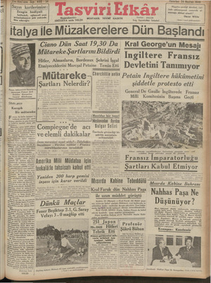 Tasviri Efkar Gazetesi 24 Haziran 1940 kapağı