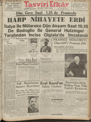 Tasviri Efkar Gazetesi 25 Haziran 1940 kapağı