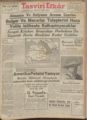 Tasviri Efkar Gazetesi 30 Haziran 1940 kapağı